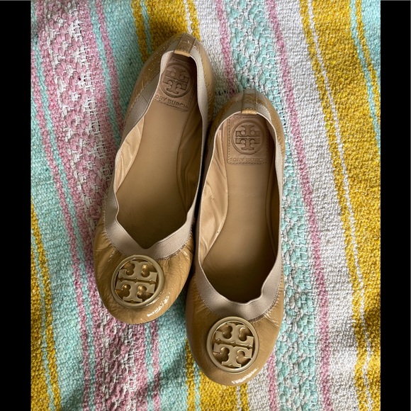 Tory Burch Shoes - Tory Burch Caroline Ballet Flats Nude Patent Leather